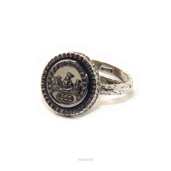 NSA|Ring Silver 925 for man or woman adjustable shield 500 Italian lire