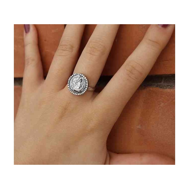 NSA|NALBORI Anello Argento 925 da uomo o donna scudo regolabile moneta antica
