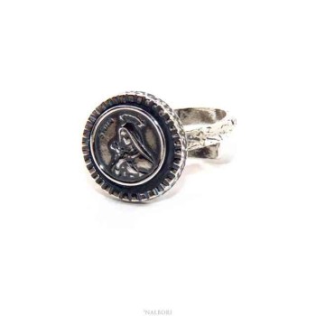 NSA|NALBORI Ring Silver 925 for man or woman adjustable shield holy rita