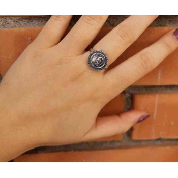 NSA|Ring Silver 925 adjustable shield Medjugorje Madonna