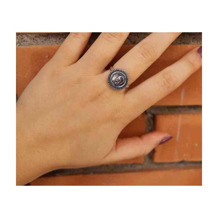 NSA|Ring Silver 925 adjustable shield Medjugorje Madonna