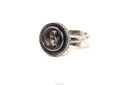 NSA|Ring Silver 925 adjustable shield Medjugorje Madonna