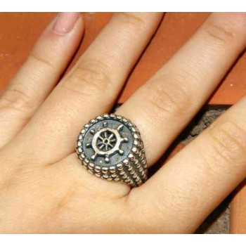 NonSoloArgenti|925 Silver Ring pounded chevalier adjustable rudder