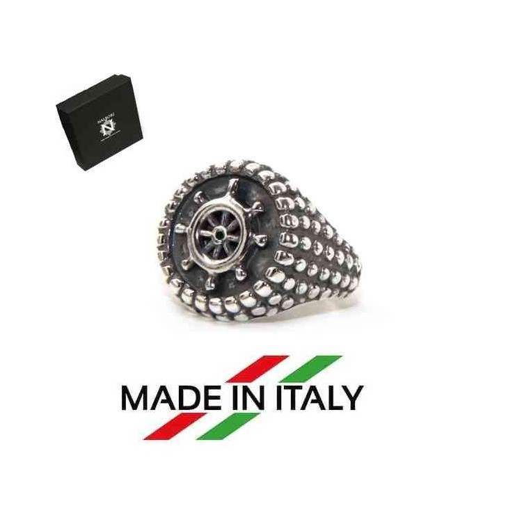 NonSoloArgenti|925 Silver Ring pounded chevalier adjustable rudder