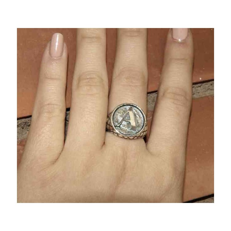 NSA|NALBORI Ring Silver 925 chevalier shield adjustable letter A