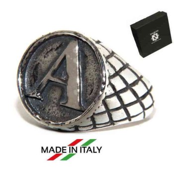 NSA|NALBORI Ring Silver 925 chevalier shield adjustable letter A