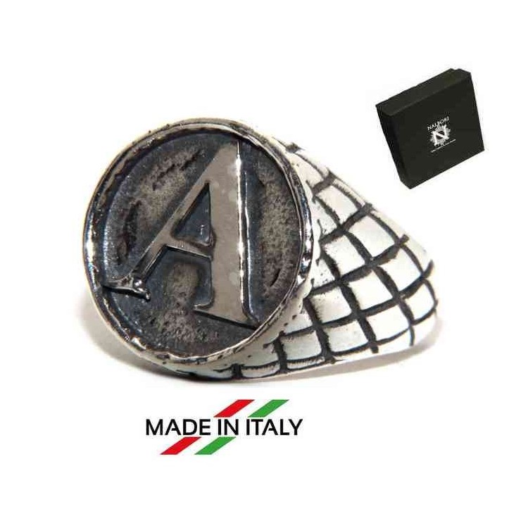 NSA|NALBORI Ring Silver 925 chevalier shield adjustable letter A