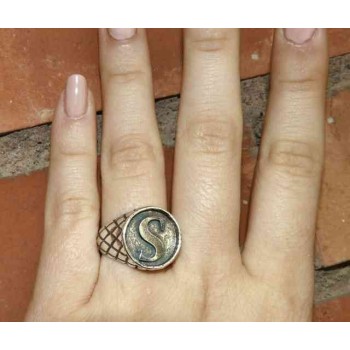 NSA|NALBORI Ring Silver 925 chevalier shield adjustable letter S