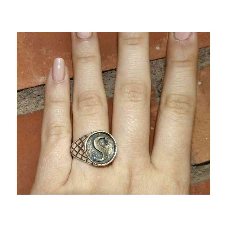 NSA|NALBORI Ring Silver 925 chevalier shield adjustable letter S