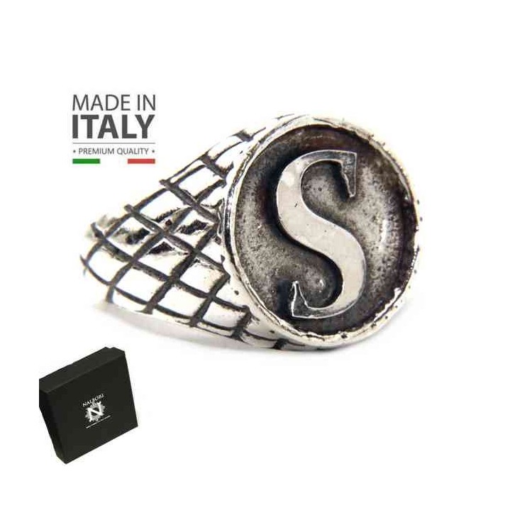 NSA|NALBORI Ring Silver 925 chevalier shield adjustable letter S