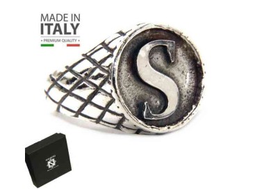 NSA|NALBORI Ring Silver 925 chevalier shield adjustable letter S