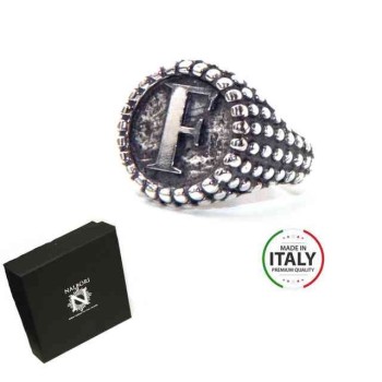 NSA|NALBORI Ring Silver 925 chevalier shield adjustable letter F