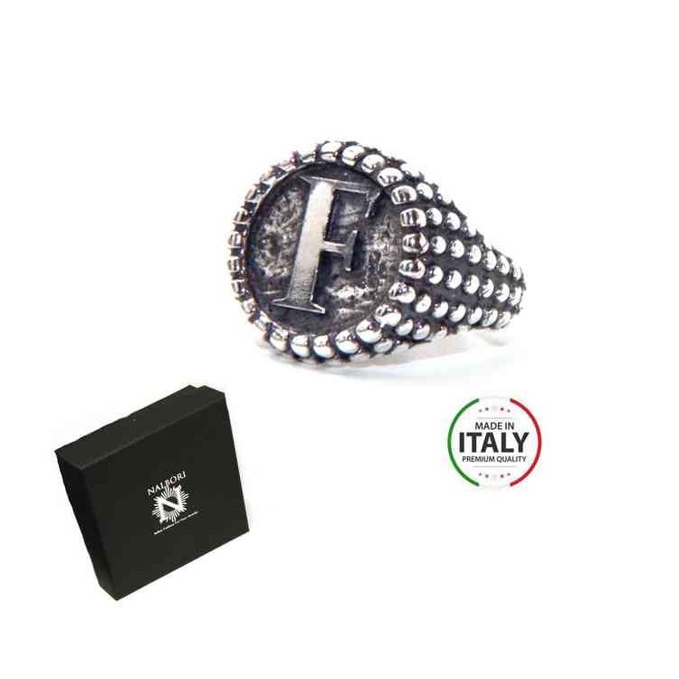 NSA|NALBORI Ring Silver 925 chevalier shield adjustable letter F
