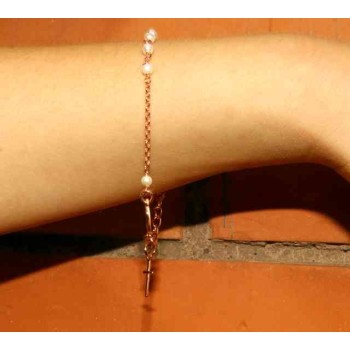 NSA|Rosary bracelet in 925 silver in rose gold with white beads