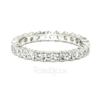 NSA|925 Rhodium: Eternity Infinity faith all around brilliant white cubic zirconia 2.5 mm for men or women