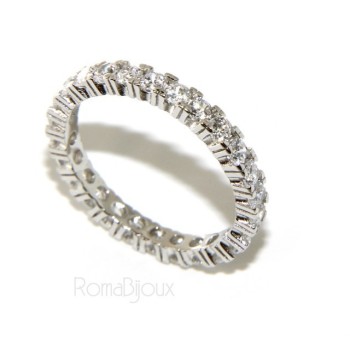 NSA|925 Rhodium: Eternity Infinity faith all around brilliant white cubic zirconia 2.5 mm for men or women