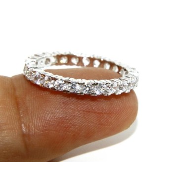 NSA|Argento 925 Rodiato : Eternity infinity fede tutto giro zirconi bianchi brillante 2,5 mm per uomo o donna
