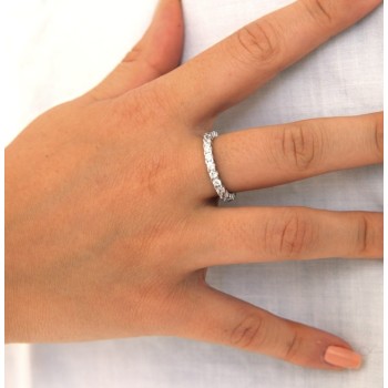 NSA|925 Rhodium: Eternity Infinity faith all around brilliant white cubic zirconia 2.5 mm for men or women