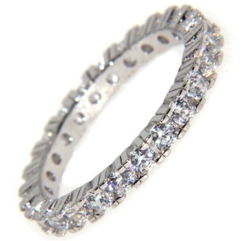 NSA|925 Rhodium: Eternity Infinity faith all around brilliant white cubic zirconia 2.5 mm for men or women