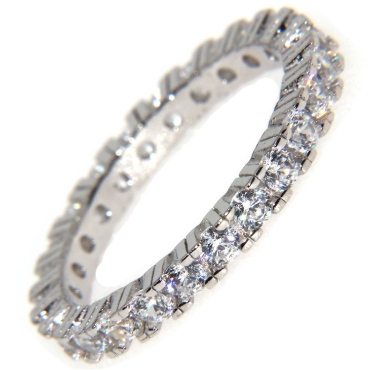 NSA|anello eternity argento 925 zirconi bianchi da 2,5 mm uomo donna
