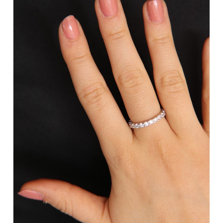NSA|925 Rhodium: Eternity Infinity faith all around brilliant white cubic zirconia 2.5 mm for men or women NALBORI Italy