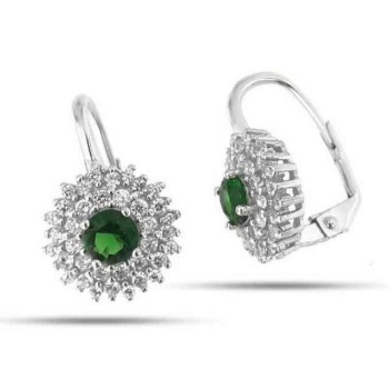 NSA|Woman earrings in silvered 925 sterling silver round of cubic zirconia