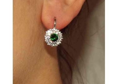NSA|Woman earrings in silvered 925 sterling silver round of cubic zirconia 13mm