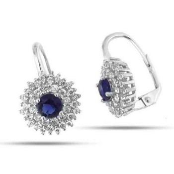 NSA|Woman earrings in silvered 925 sterling silver round of cubic zirconia