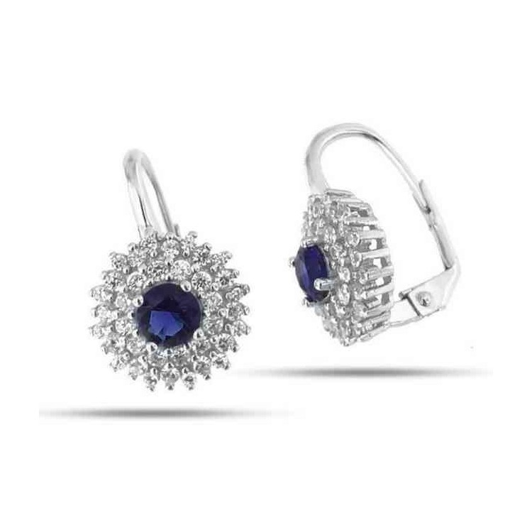 NSA|Woman earrings in silvered 925 sterling silver round of cubic zirconia