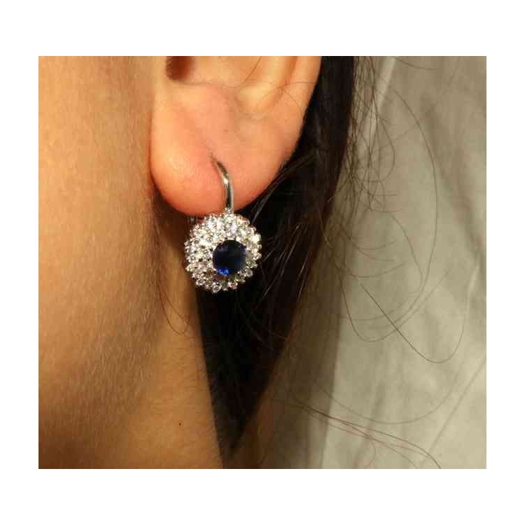 NSA|Woman earrings in silvered 925 sterling silver round of cubic zirconia