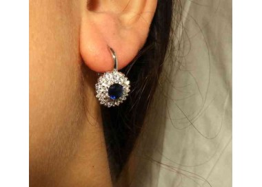 NSA|NALBORI Orecchini monachella in argento 925 tondi rosone di zirconi sapphire