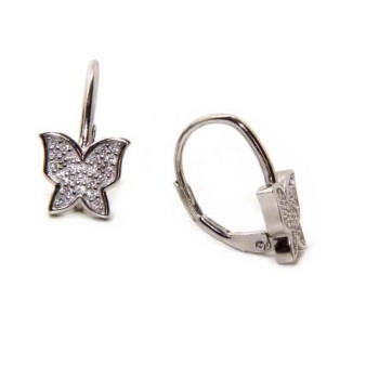 NSA|Orecchini argento 925 farfalle con monachella e pavè di zirconi