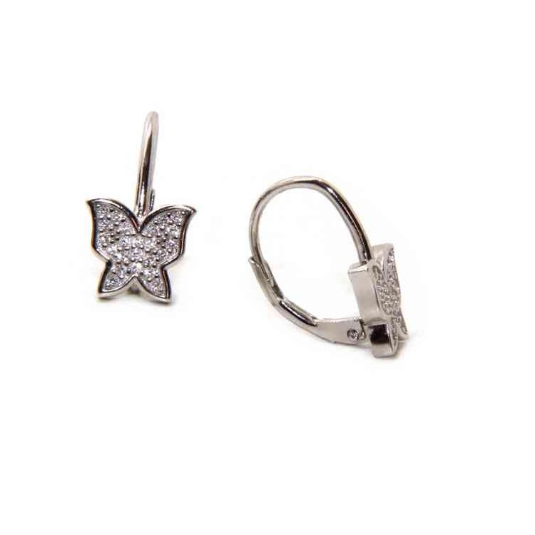 NSA|925 sterling silver women's earrings with butterflies and zircons