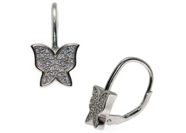 NSA|Women's hook earrings in 925 silver butterflies pavé with zircons