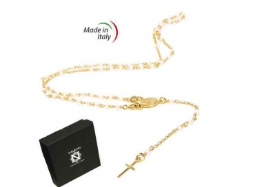 NSA|Collana Rosario Argento 925 a Y  perle , bagno oro giallo donna marca nalbori originale