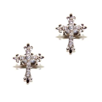 NSA|NALBORI 925 silver earrings with zircon cross lily