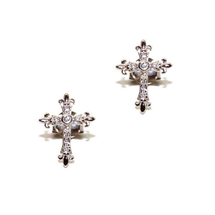 NSA|NALBORI 925 silver earrings with zircon cross lily