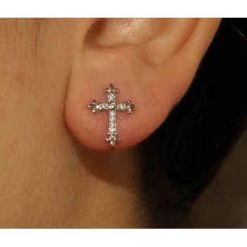 NSA|NALBORI 925 silver earrings with zircon cross lily