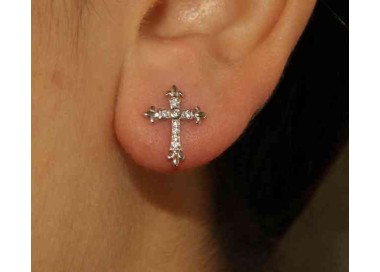 NSA|NALBORI orecchini argento 925 con la croce gigliata e zirconi