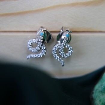 NSA|NALBORI 925 silver snakes earrings with contrariè zircons