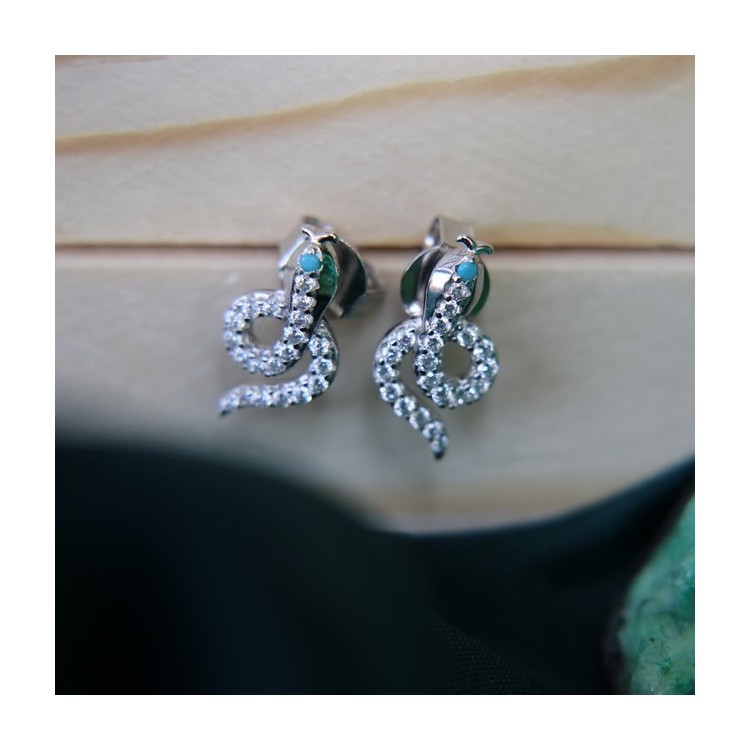 NSA|NALBORI 925 silver snakes earrings with contrariè zircons