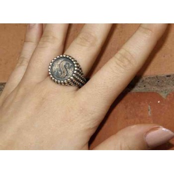 NSA|Ring Silver 925 chevalier shield adjustable letter S