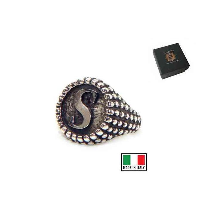 NSA|Ring Silver 925 chevalier shield adjustable letter S