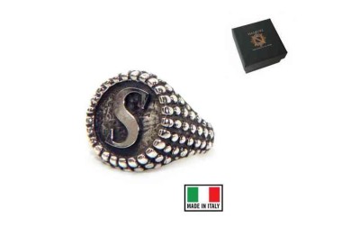 NSA|Ring Silver 925 chevalier shield adjustable letter S
