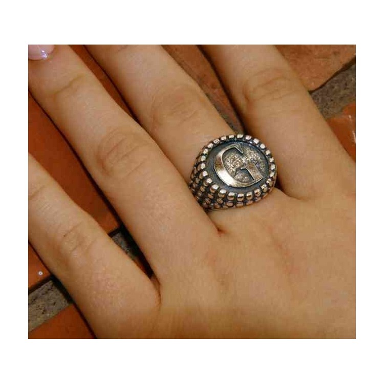 NSA|NALBORI Ring Silver 925 chevalier shield adjustable letter G