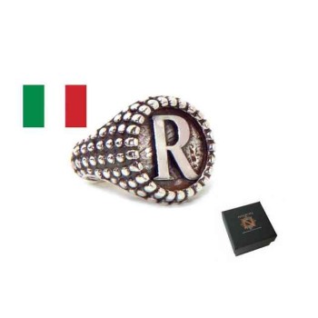 NSA|Ring Silver 925 chevalier shield adjustable letter R