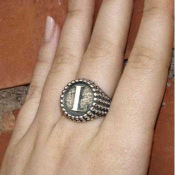 NSA|Ring Silver 925 chevalier shield adjustable letter L