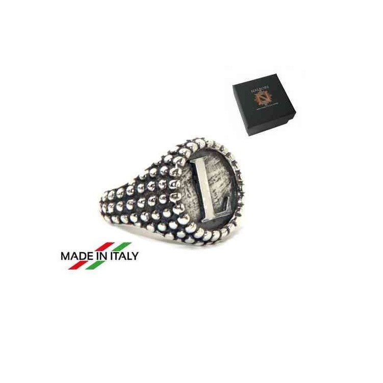 NSA|Ring Silver 925 chevalier shield adjustable letter L