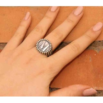 NSA|NALBORI Ring Silver 925 chevalier shield adjustable letter M