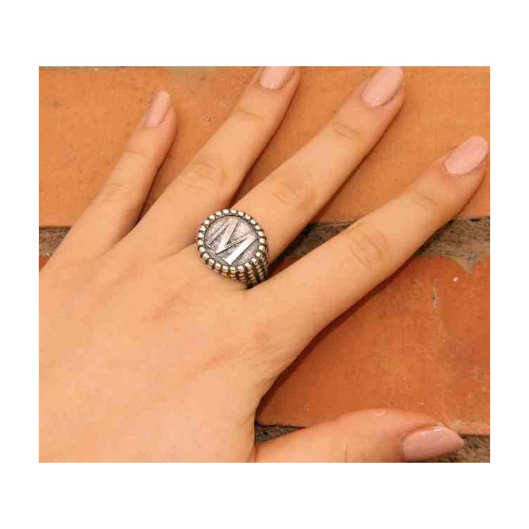 NSA|NALBORI Ring Silver 925 chevalier shield adjustable letter M